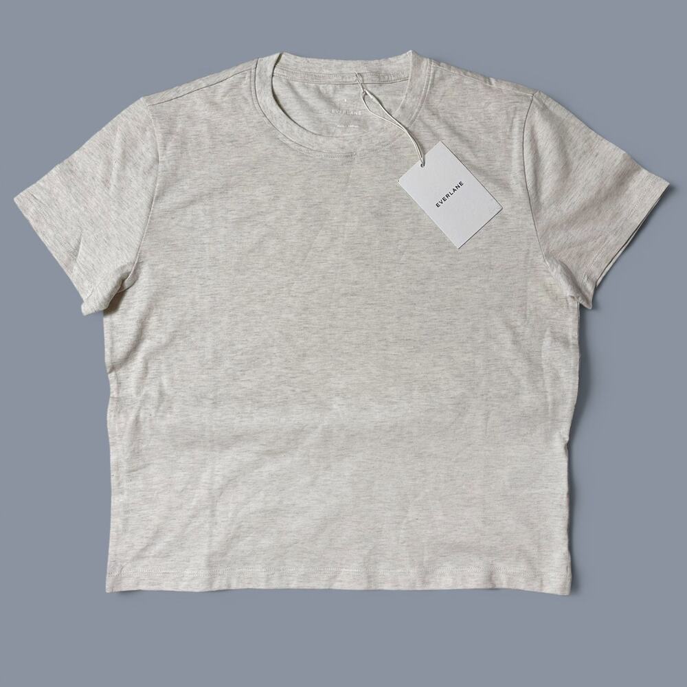 Everlane Box-Cut Tee Essential Cotton Womens S Heathered Oat Organic NWT